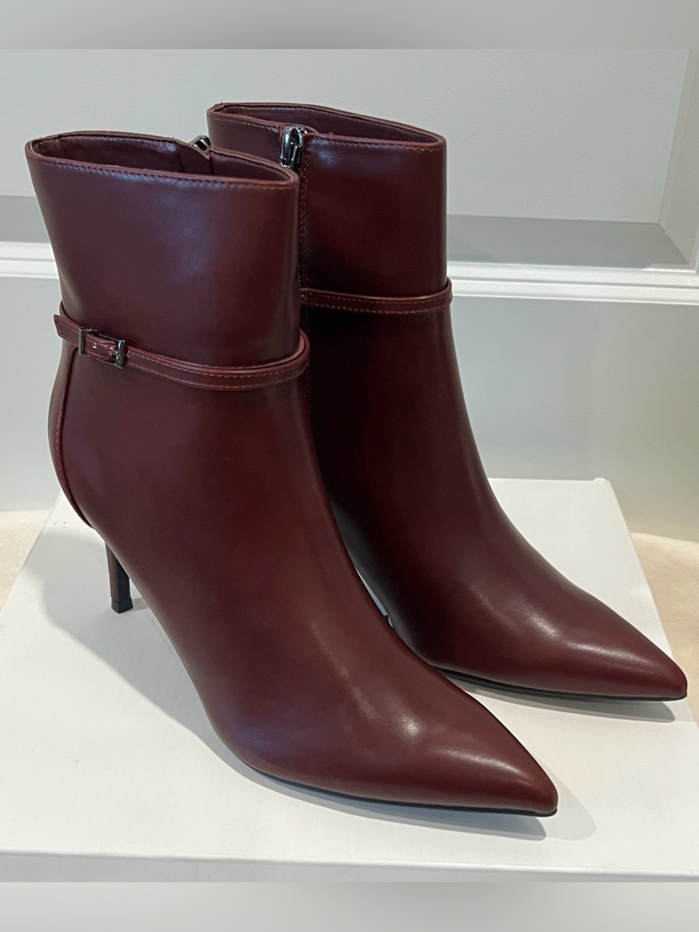 Calvin Klein Women’s Vivera Bootie Heels in Dark Red Size 8.5 NWB